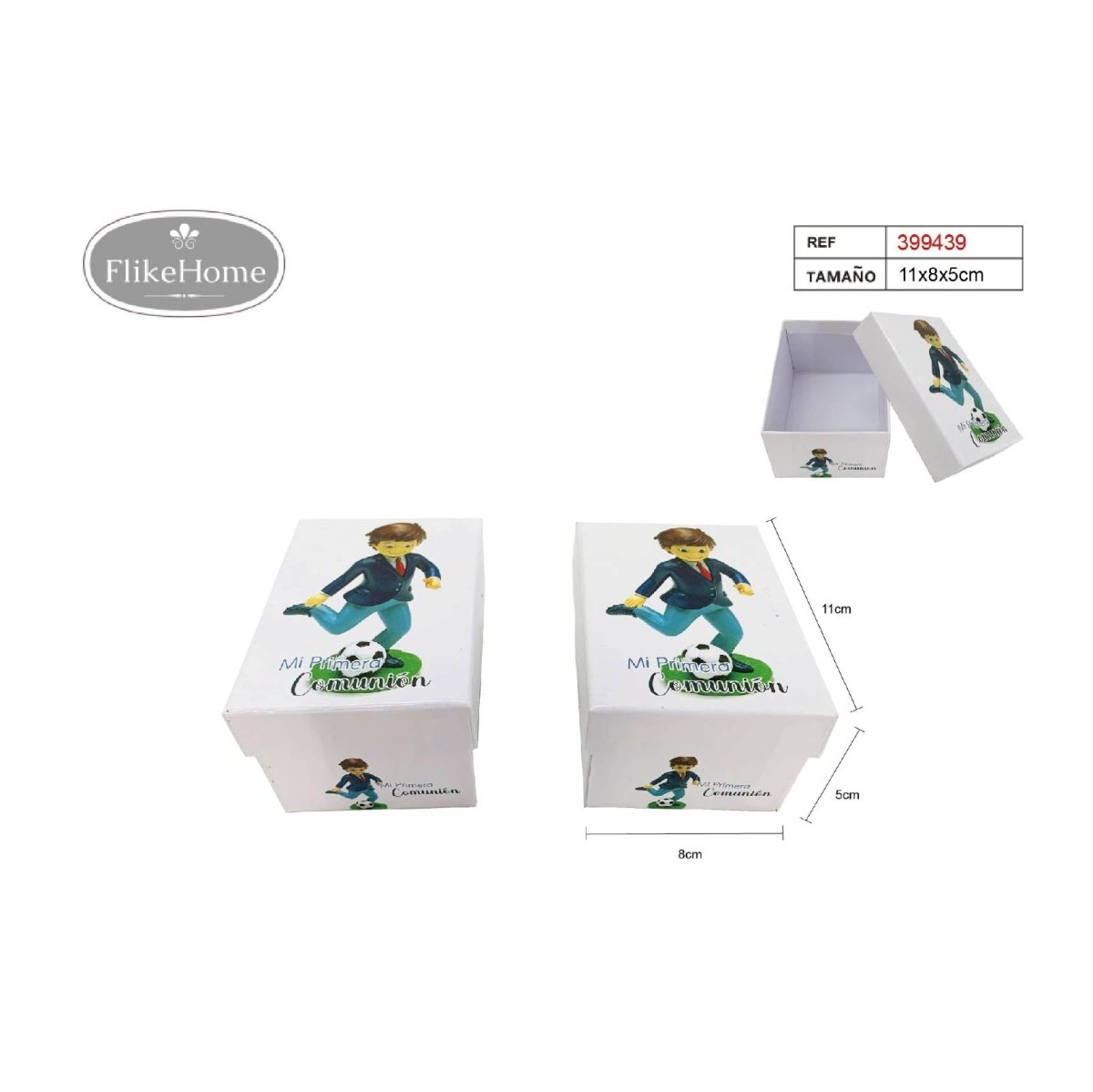 Flikehome - Caja de cartón Comunión 11x8x5cm - Pack 12 Unidades - FlikeHome - Detalles de Comunión - 399439X12 - Detalles de Comunión - 