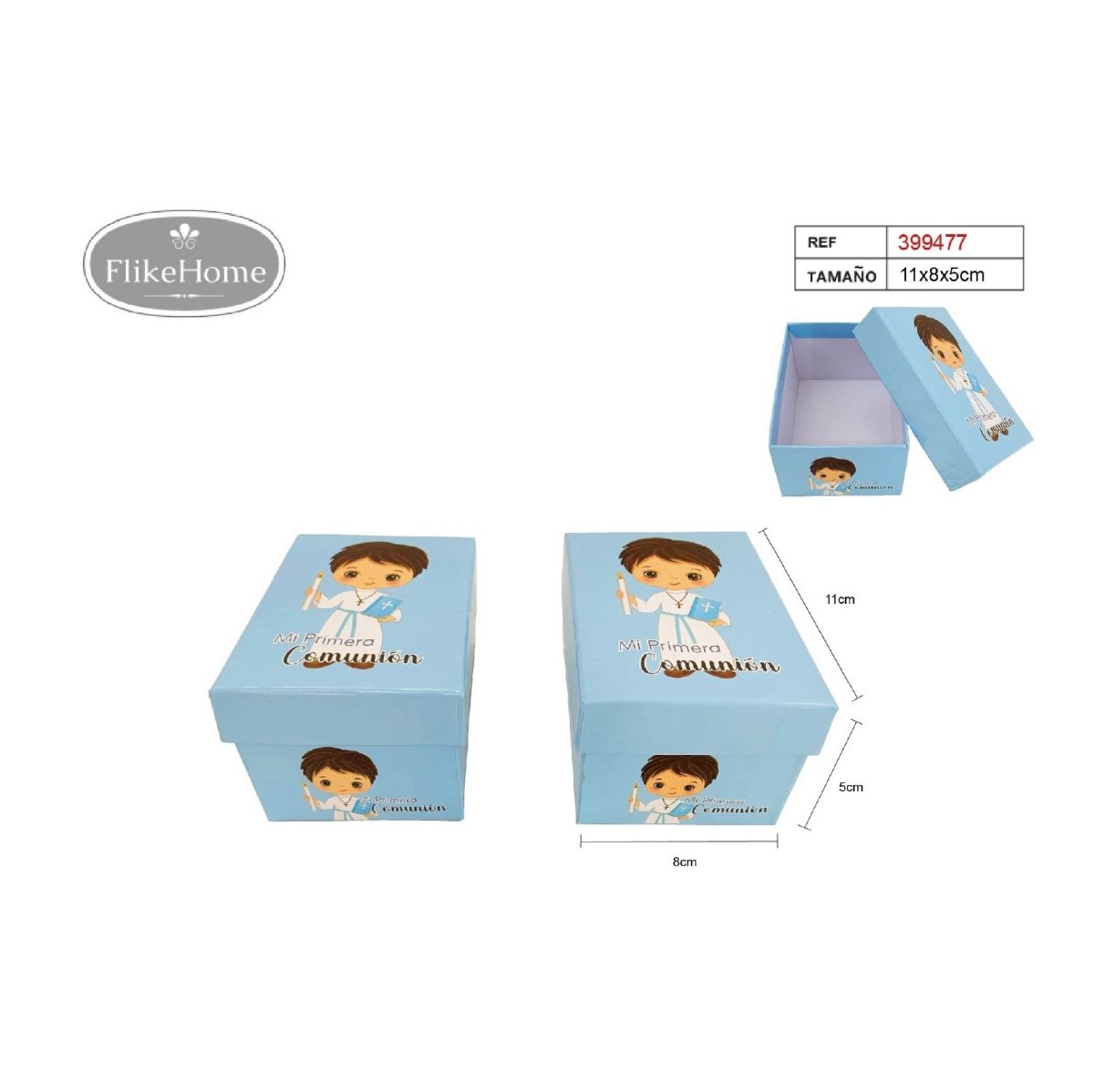 Flikehome - Caja de cartón Comunión 11x8x5cm - Pack 12 Unidades