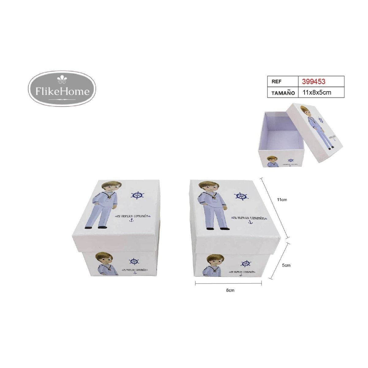 Flikehome - Caja de cartón Comunión 11x8x5cm - Pack 12 Unidades