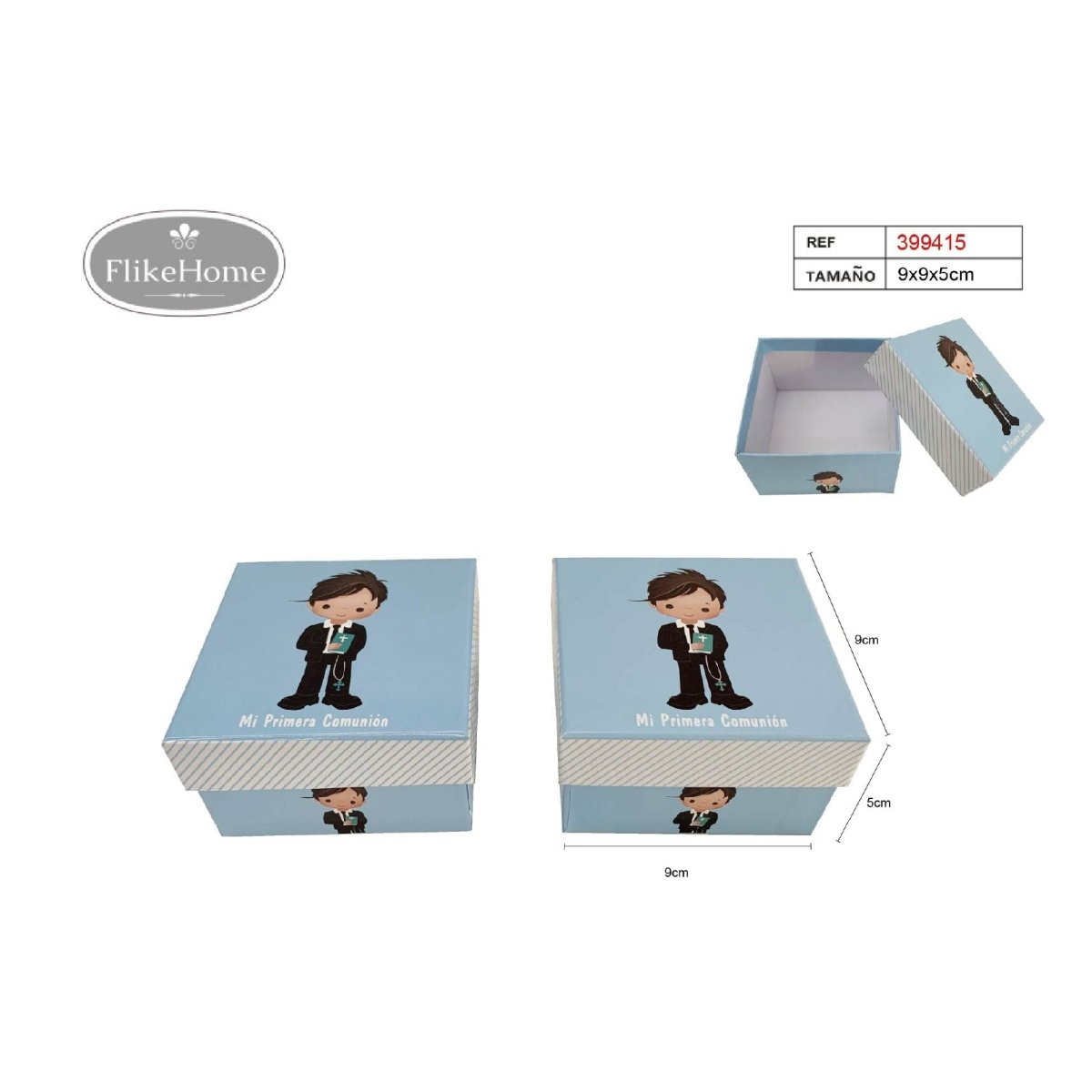 Flikehome - Caja de cartón Comunión 9x9x5cm - Pack 12 Unidades