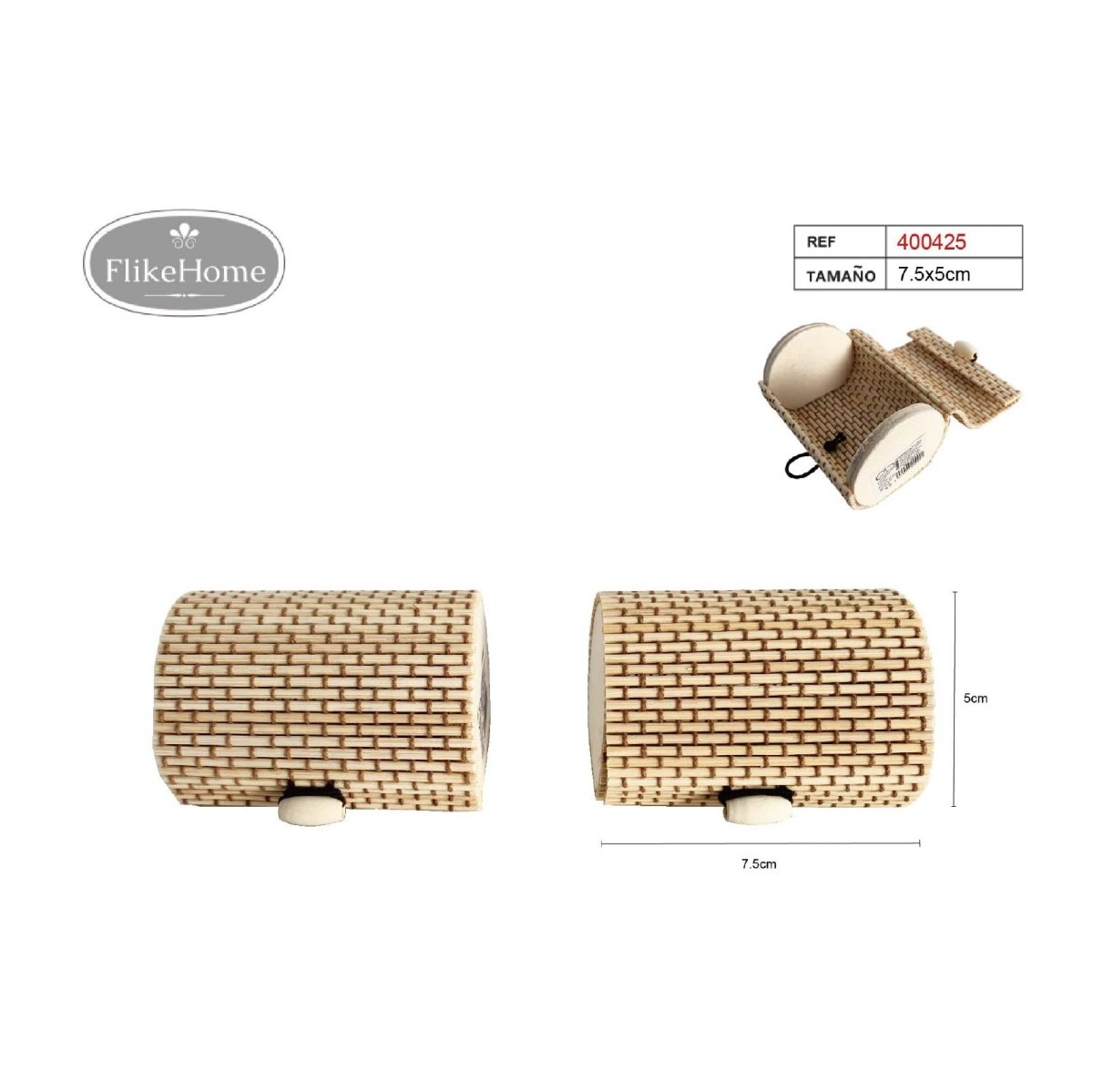 Flikehome - Caja de mimbre 7.5x5cm - Pack 12 Unidades