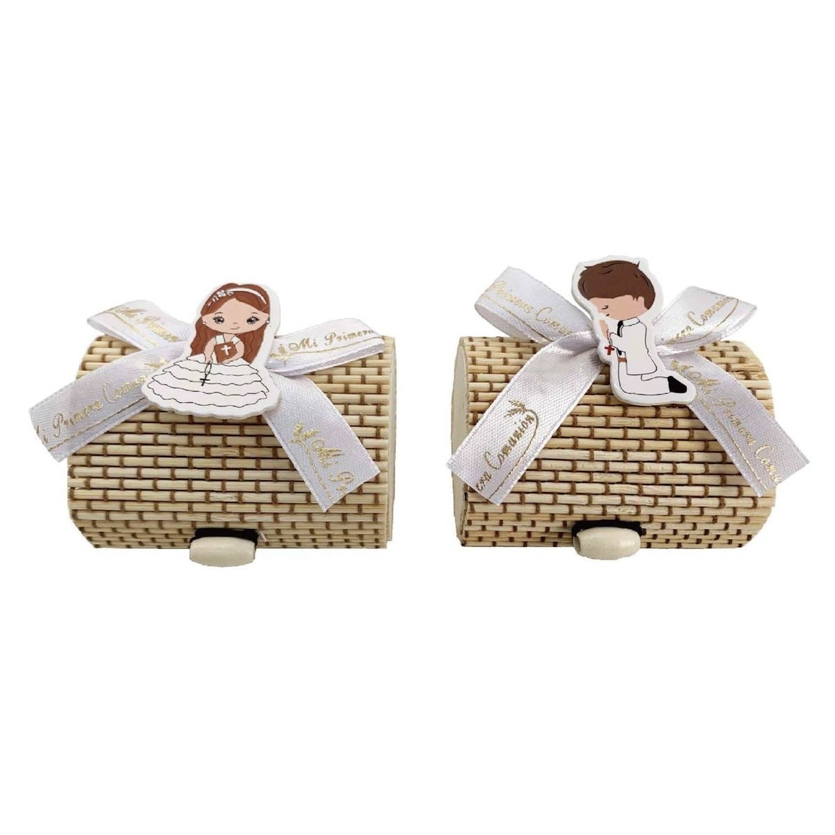 Flikehome - Caja de mimbre Comunión 7.5x5cm - Pack 12 Unidades - FlikeHome - Detalles de Comunión - 400487X12 - Detalles de Comunión - 