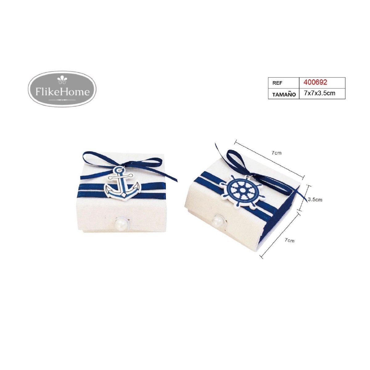 Flikehome - Caja de yute Marinero azul - Pack 12 Unidades
