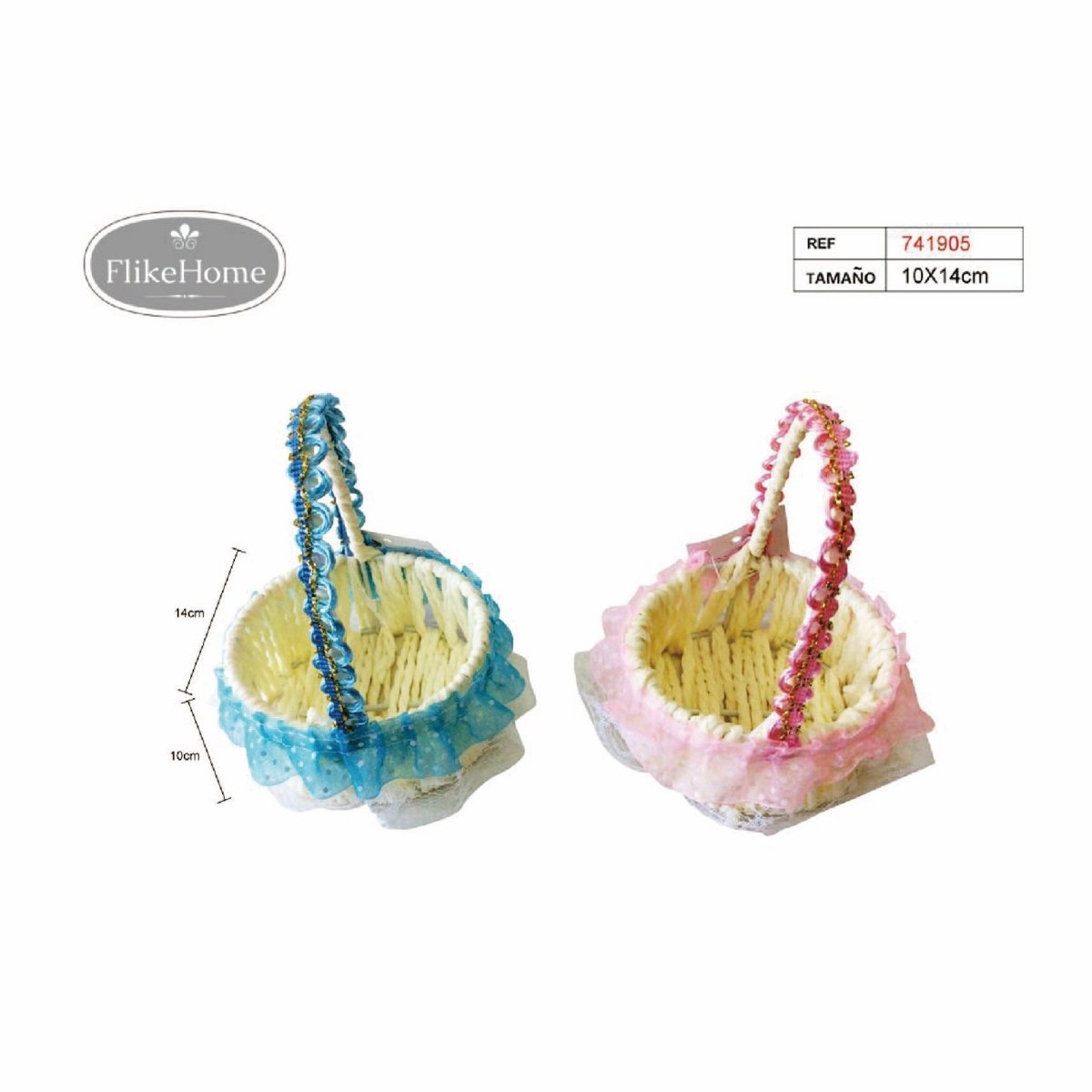 Flikehome - Cesta de ratán sintético 14x10cm - Pack 24 Unidades