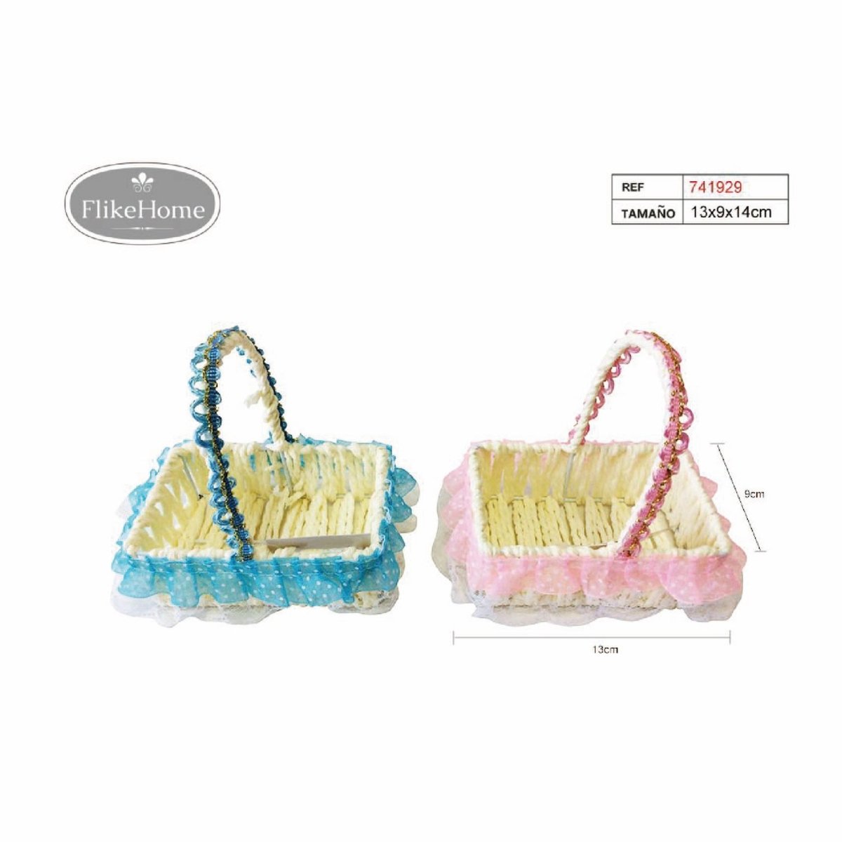 Flikehome - Cesta de ratán sintético 14x13x9cm - Pack 24 Unidades