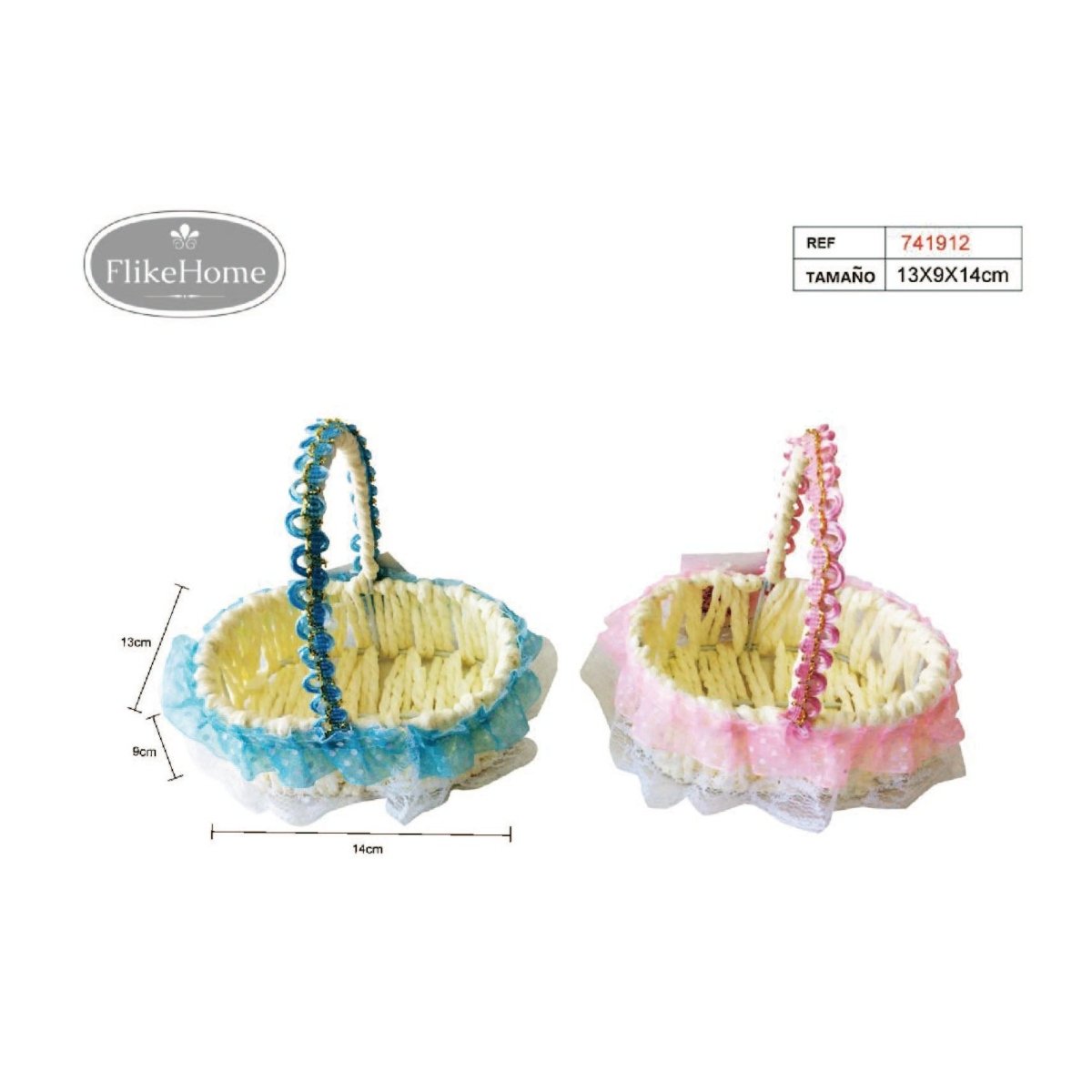Flikehome - Cesta de ratán sintético 14x13x9cm - Pack 24 Unidades