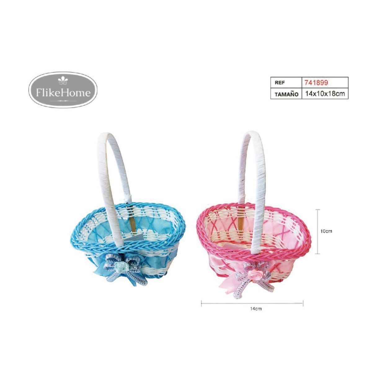 Flikehome - Cesta de ratán sintético 18x14x10cm - Pack 24 Unidades