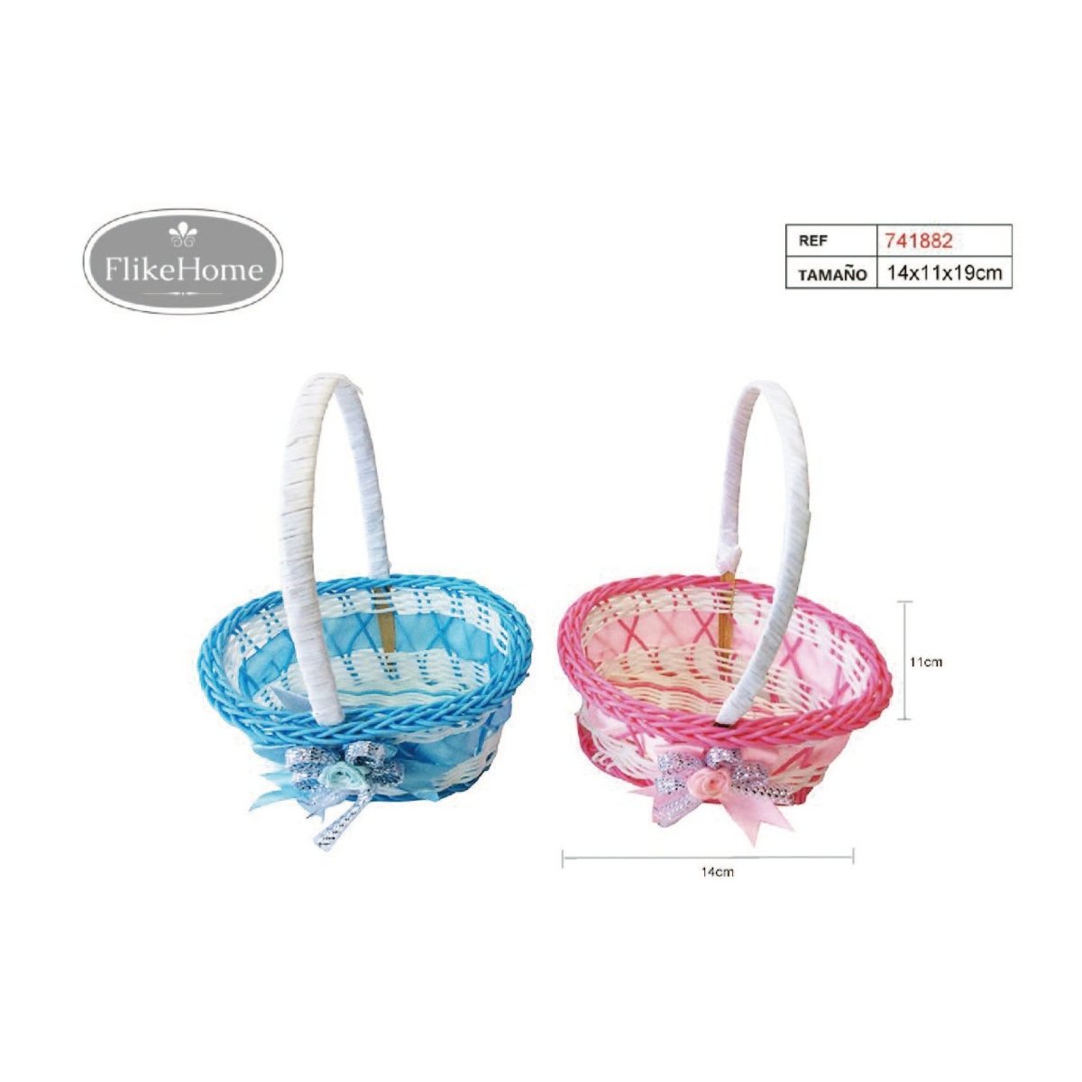 Flikehome - Cesta de ratán sintético 19x14x11cm - Pack 24 Unidades