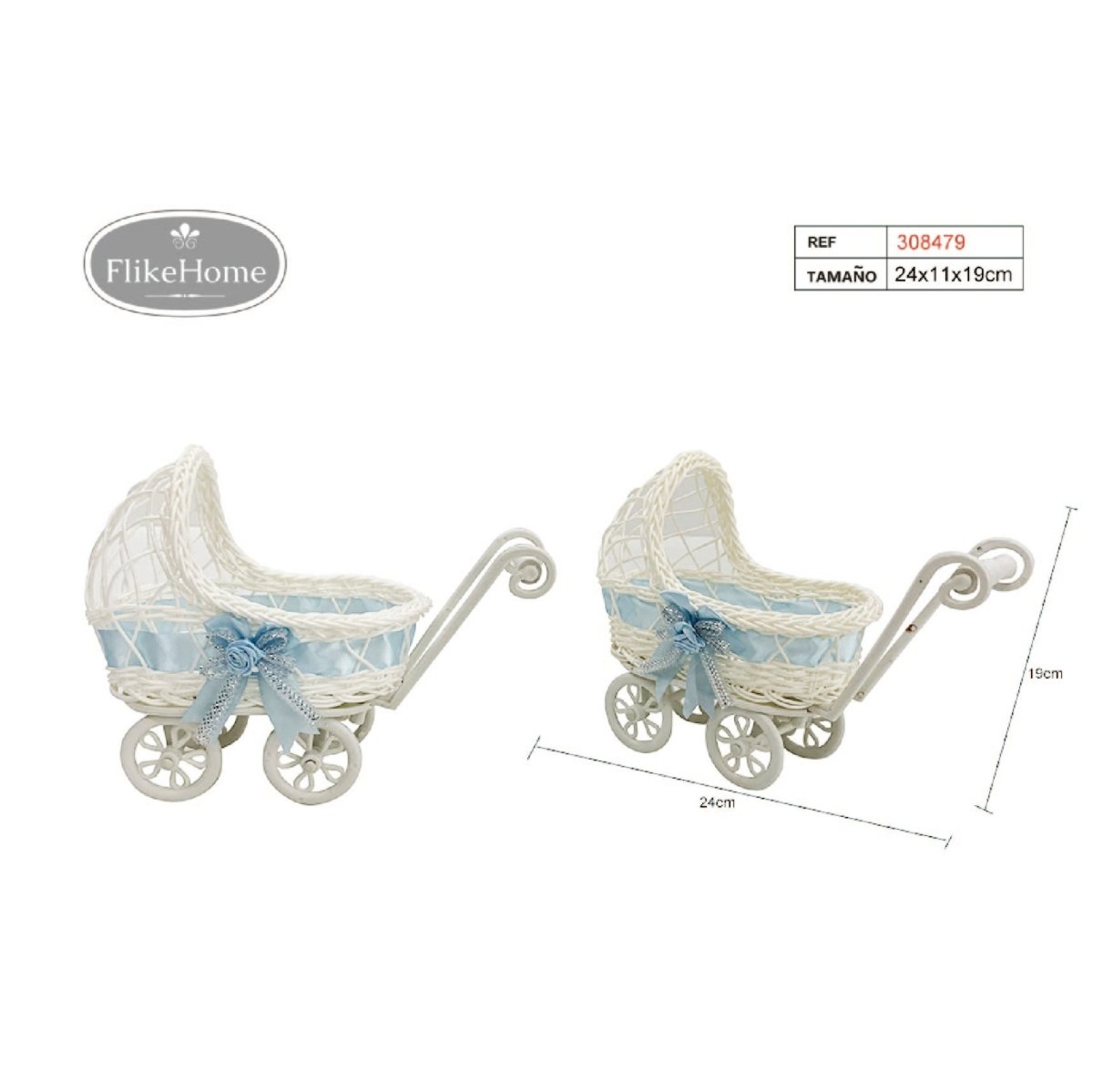 Flikehome - Cesta en forma de Carrito de Bebé 24x11x19cm - Pack 6 Unidades