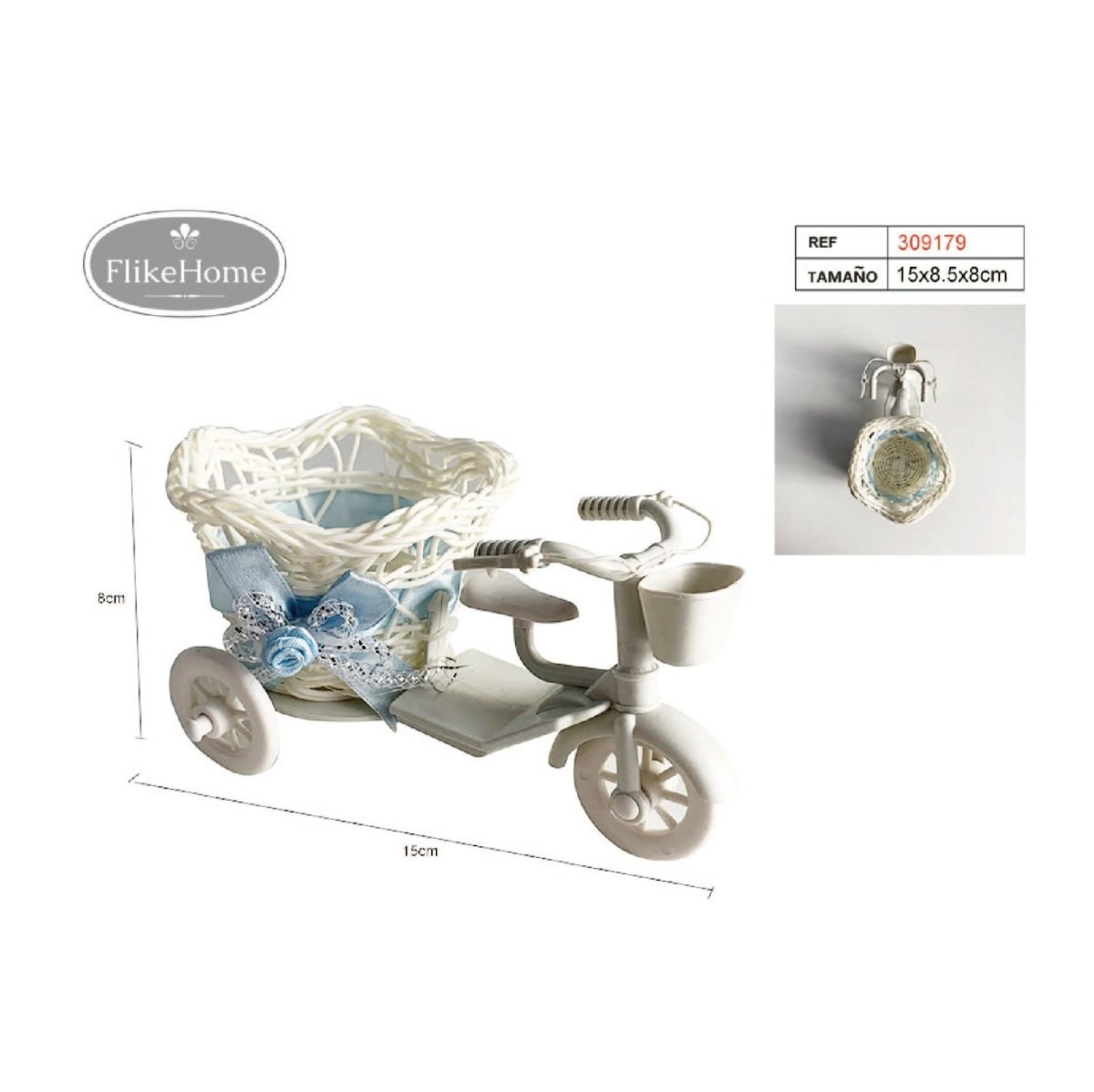 Flikehome - Cesta en forma de Triciclo 15x8.5x8cm - Pack 6 Unidades