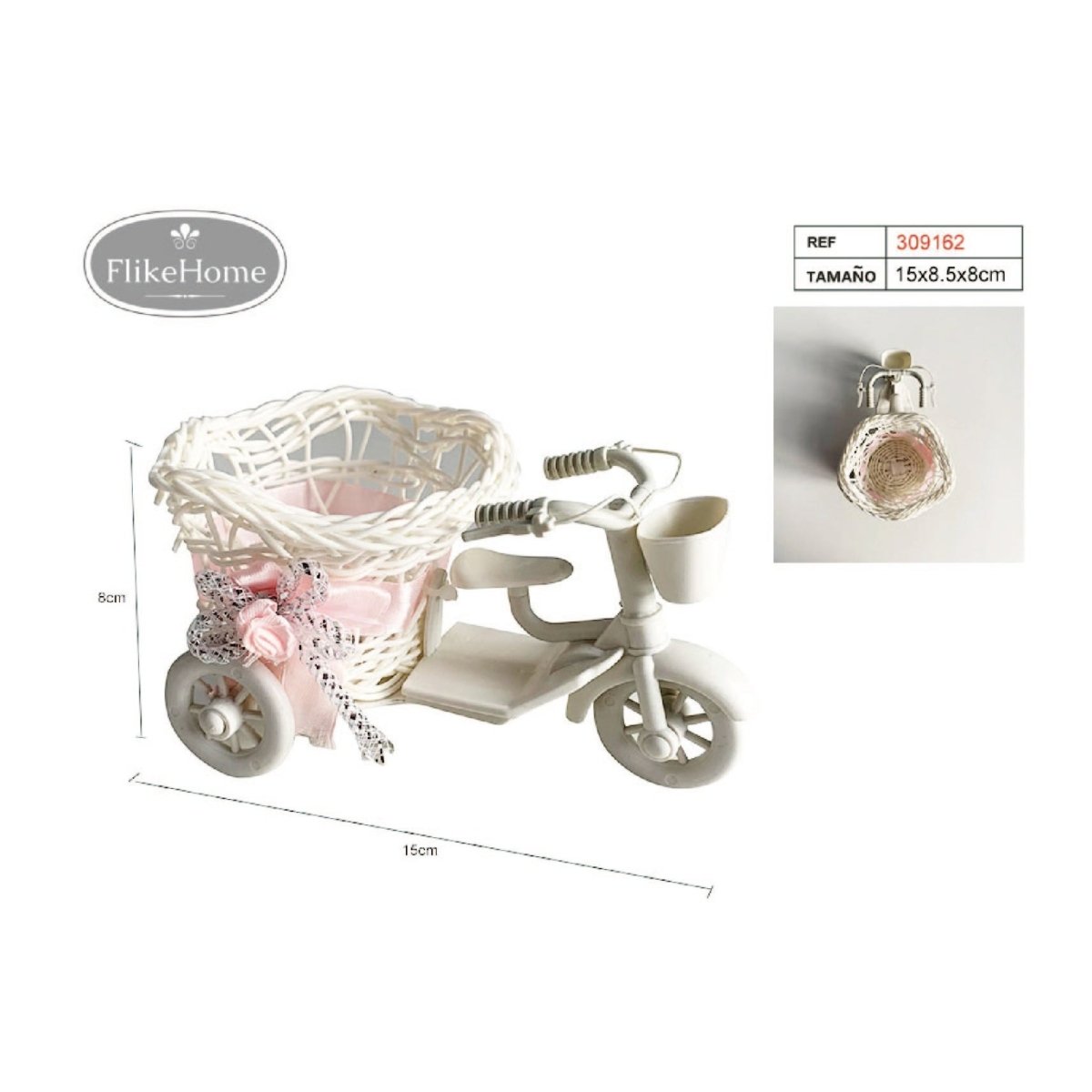 Flikehome - Cesta en forma de Triciclo 15x8.5x8cm - Pack 6 Unidades - FlikeHome - Detalles de Bautizo/Baby Shower - 309162X12 - Detalles de Bautizo/Baby Shower - 