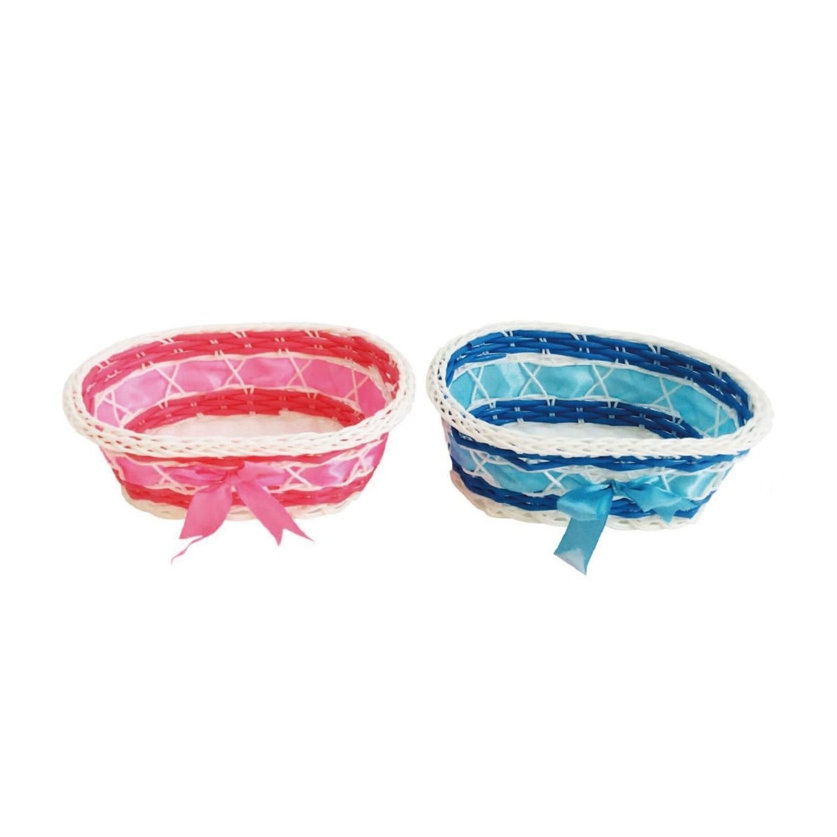 Flikehome - Cesta plástico con lazo 18x15x6.5cm - Pack 12 Unidades - FlikeHome - Detalles de Bautizo/Baby Shower - 778574X12 - Detalles de Bautizo/Baby Shower - Detalles de Boda - Detalles de Comunión
