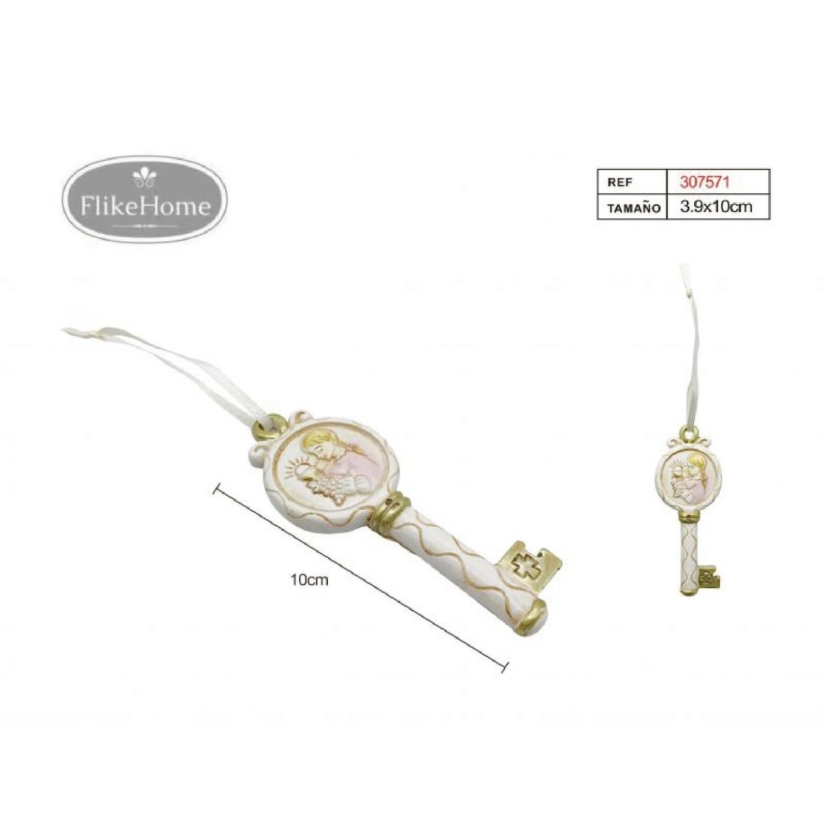 Flikehome - Colgante de resina Comunión Niña 10x3.9cm - Pack 12 Unidades - FlikeHome - Detalles de Comunión - 307571X12 - Detalles de Comunión - 