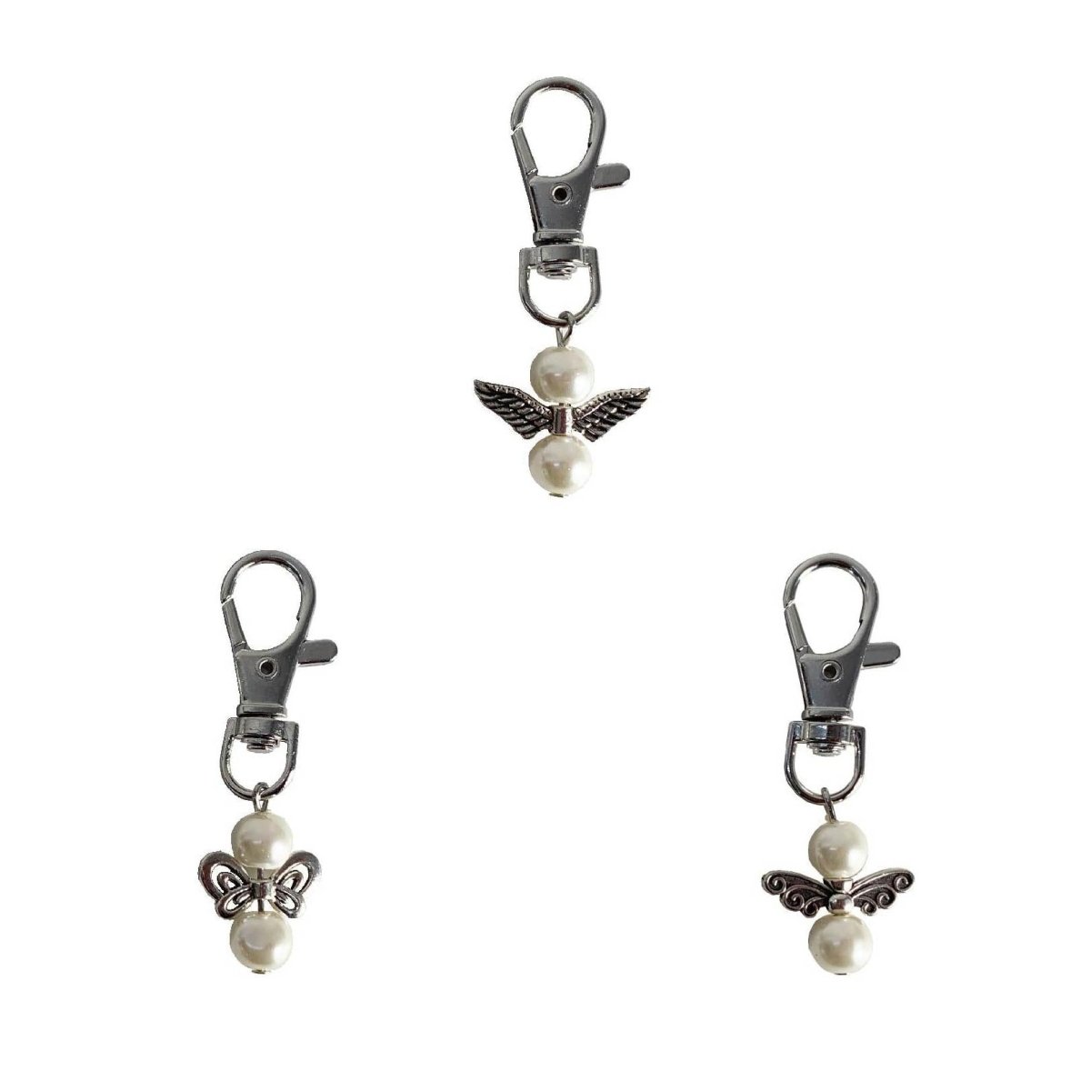Flikehome - Colgante Llavero perla con detalle alas 6cm - Pack 12 Unidades - FlikeHome - Detalles de Comunión - 404867X12 - Detalles de Bautizo/Baby Shower - Detalles de Boda - Detalles de Comunión
