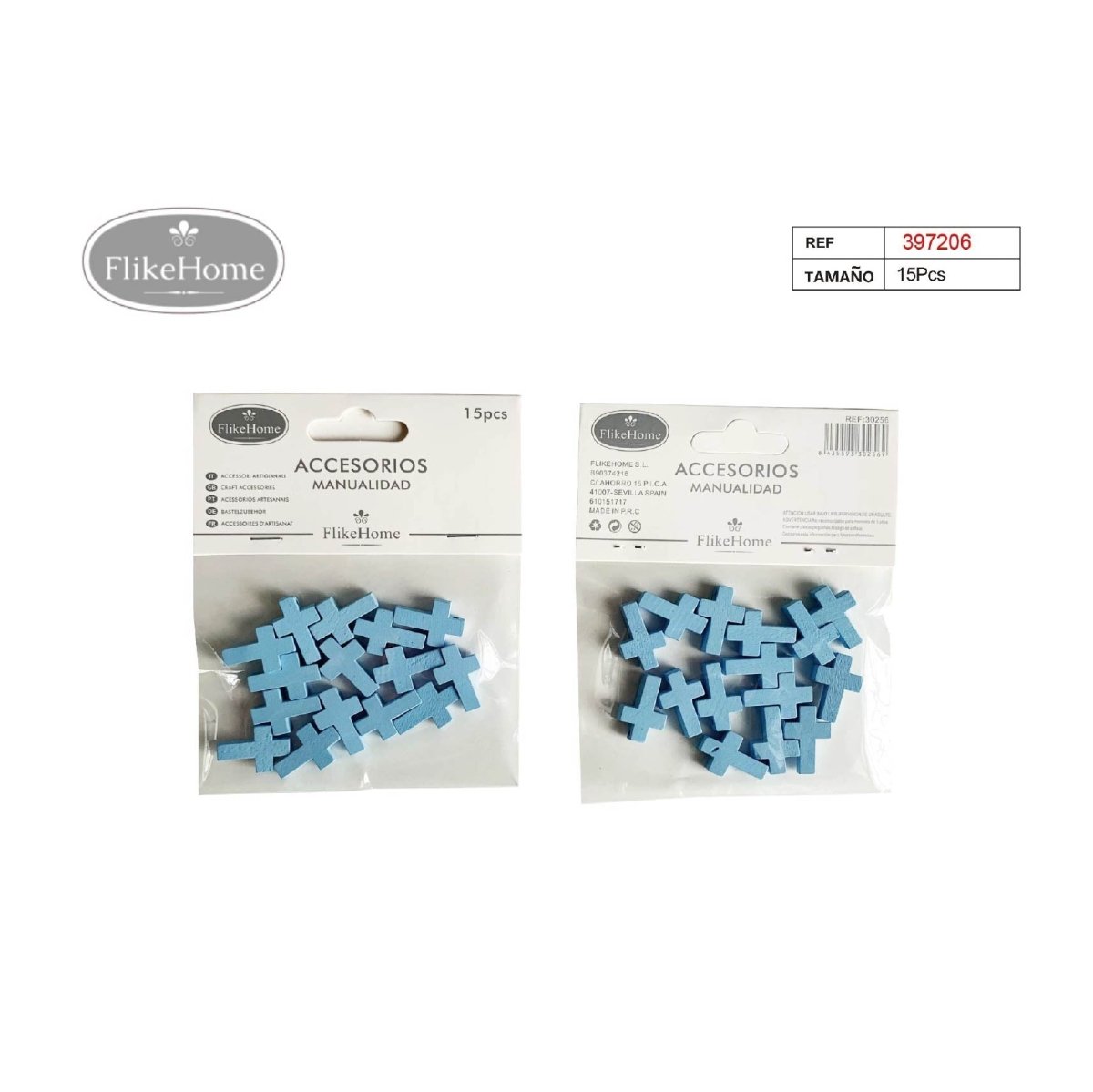 Flikehome - Cruz de madera para DIY 15pcs. - Pack 12 Blisters - FlikeHome - Detalles de Comunión - 397206X12 - Detalles de Bautizo/Baby Shower - Detalles de Boda - Detalles de Comunión