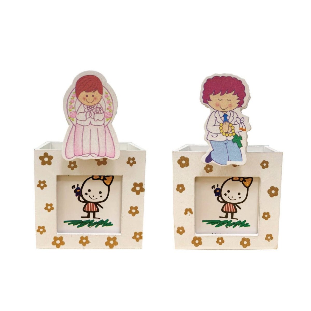 Flikehome - Cubilete Portalápices/Portafoto 13x8x6cm - Pack 30 Unidades - FlikeHome - Detalles de Comunión - 715661X30 - Detalles de Comunión - 