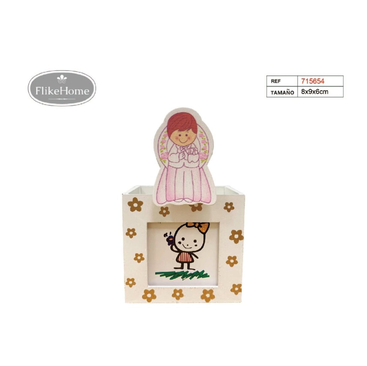 Flikehome - Cubilete Portalápices/Portafoto 13x8x6cm - Pack 30 Unidades - FlikeHome - Detalles de Comunión - 715654X30 - Detalles de Comunión - 