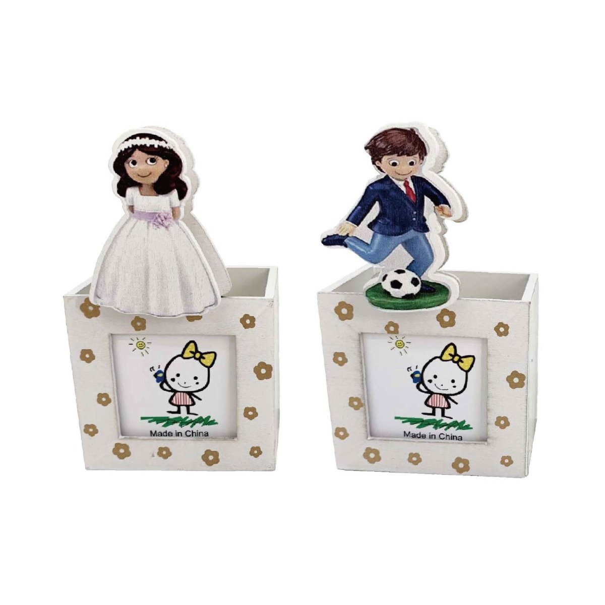 Flikehome - Cubilete Portalápices/Portafoto Comunión 12x8cm - Pack 24 Unidades - FlikeHome - Detalles de Comunión - 400722X24 - Detalles de Comunión - 