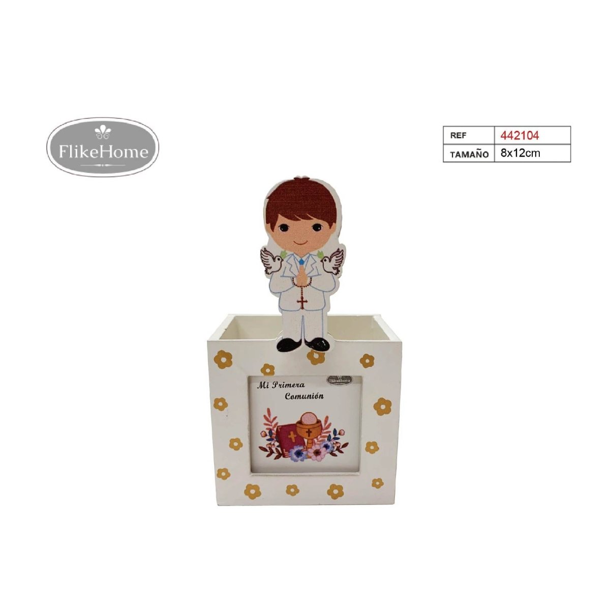 Flikehome - Cubilete Portalápices/Portafoto Comunión 12x8cm - Pack 24 Unidades - FlikeHome - Detalles de Comunión - 442104X24 - Detalles de Comunión - 