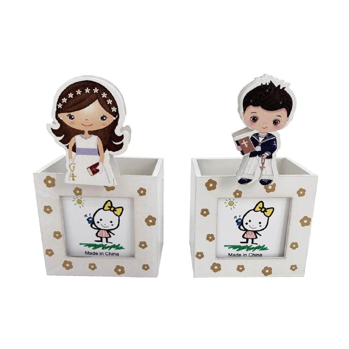 Flikehome - Cubilete Portalápices/Portafoto Comunión 12x8cm - Pack 24 Unidades - FlikeHome - Detalles de Comunión - 400753X24 - Detalles de Comunión - 