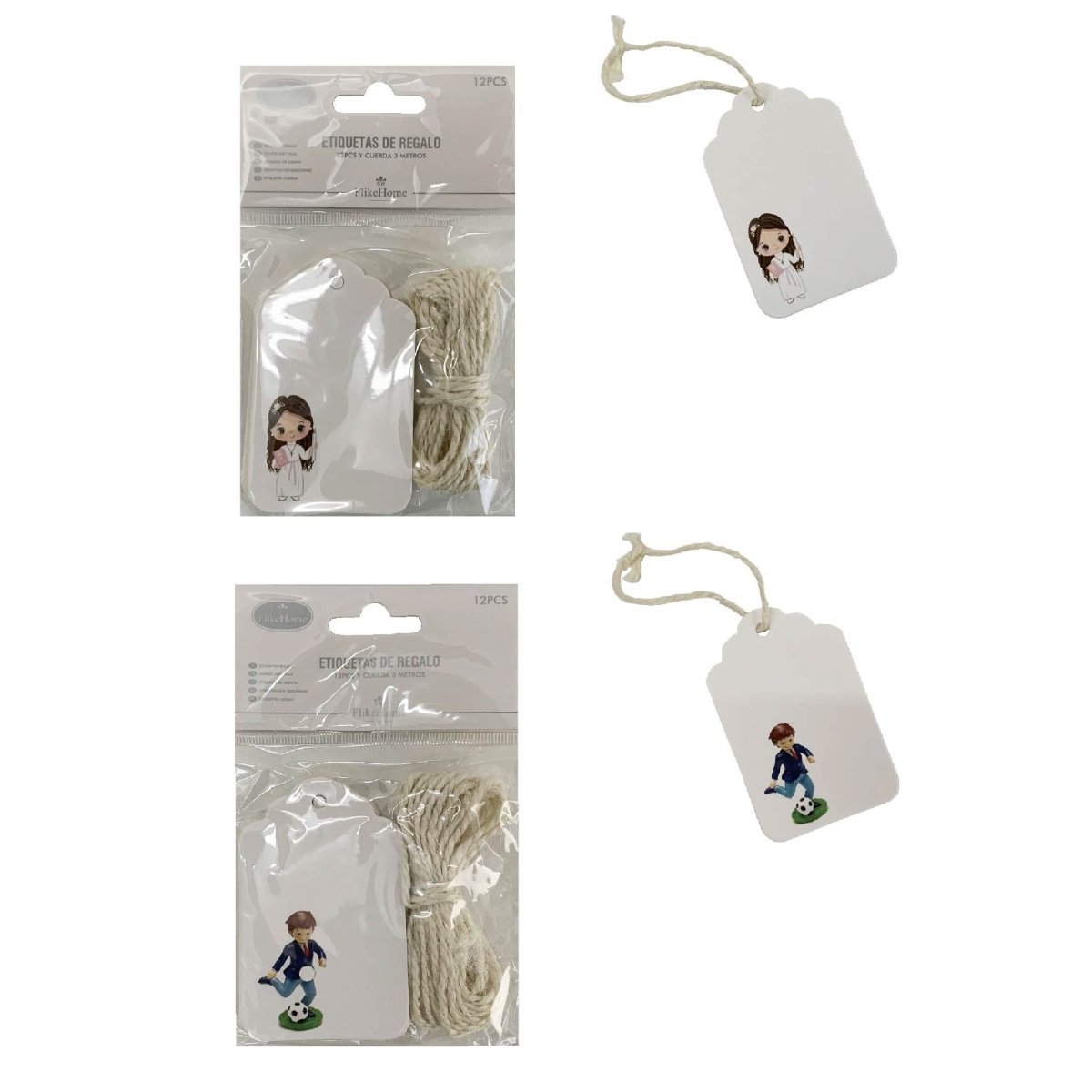 Flikehome - Etiquetas colgantes Comunión 12pcs. - Pack 24 Blisters - FlikeHome - Detalles de Comunión - 395622X24 - Detalles de Comunión - 