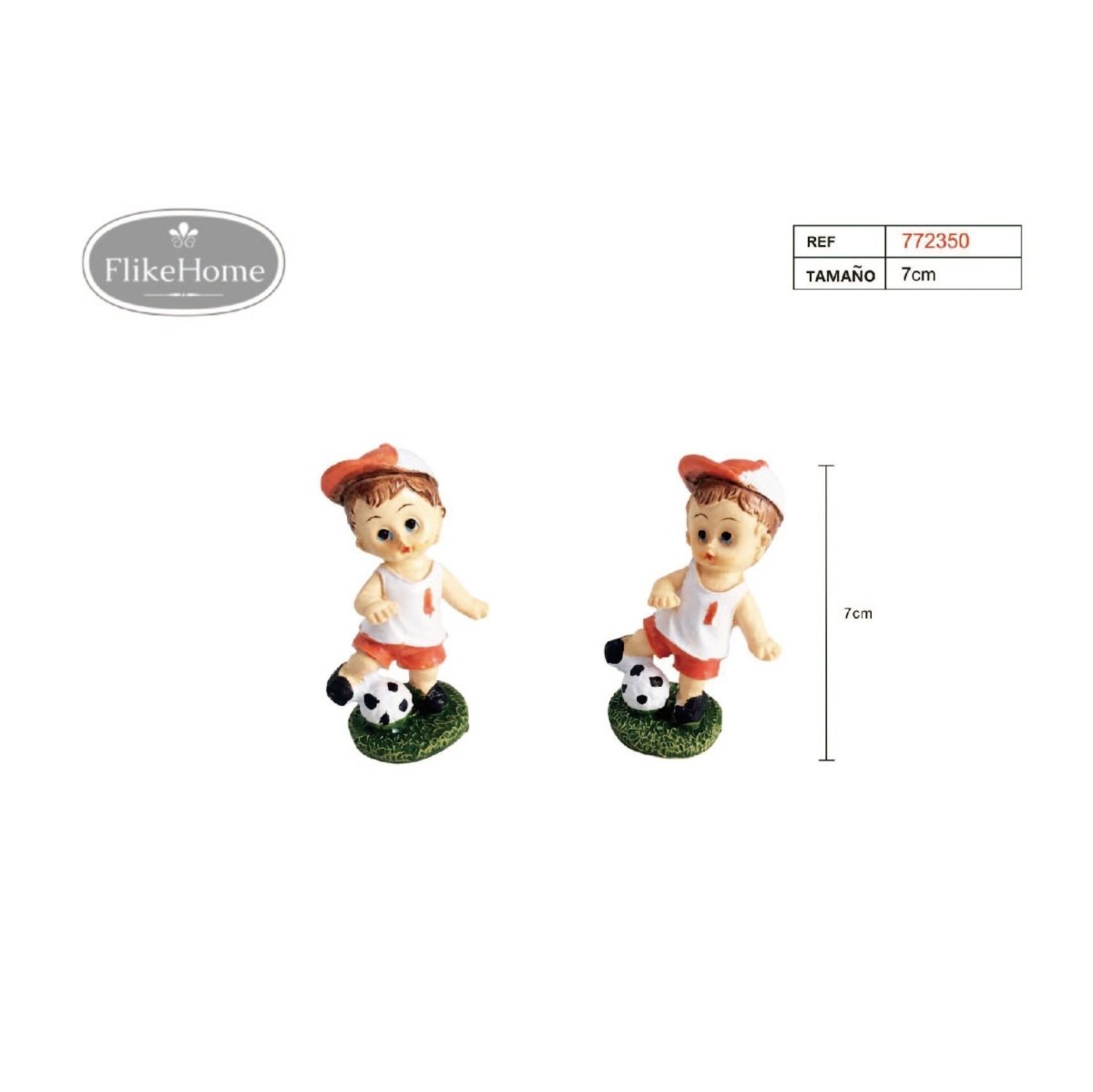 Flikehome - Figura resina niño con Balón 7cm - Pack 12 Unidades