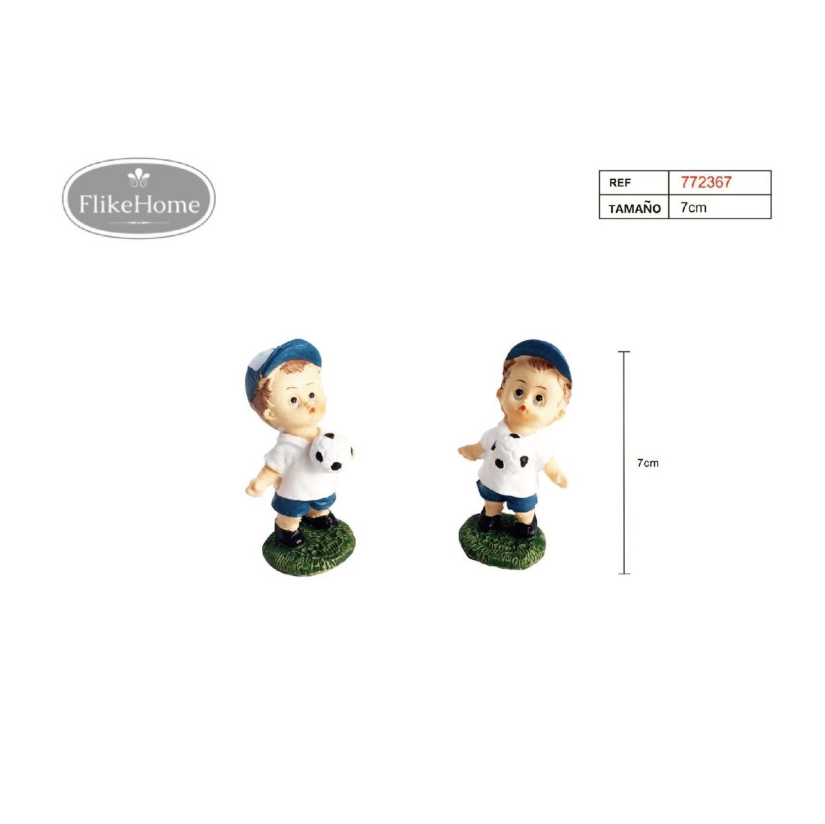 Flikehome - Figura resina niño con Balón 7cm - Pack 12 Unidades - FlikeHome - Detalles de Comunión - 772367X12 - Detalles de Comunión - 