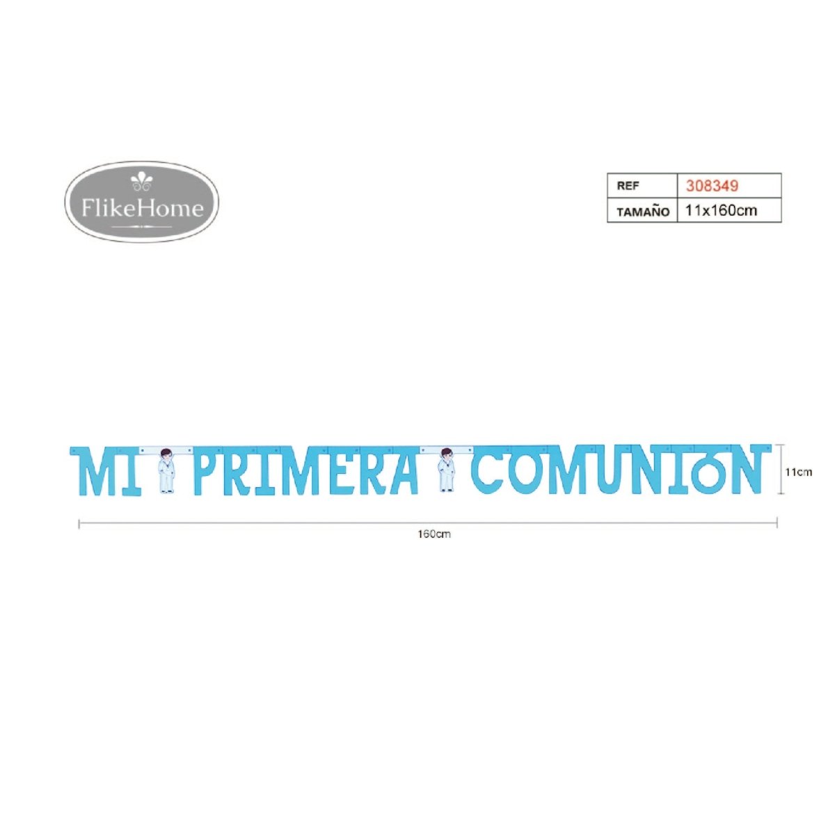 Flikehome - Guirnalda de Comunión 160x11cm - Pack 12 Unidades