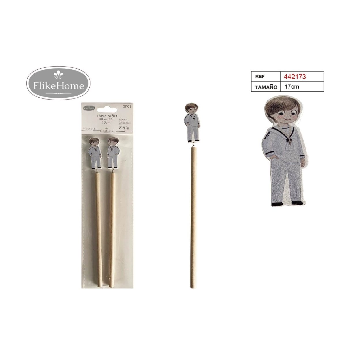 Flikehome - Lápices Comunión 17cm 2pcs. - Pack 12 Blisters
