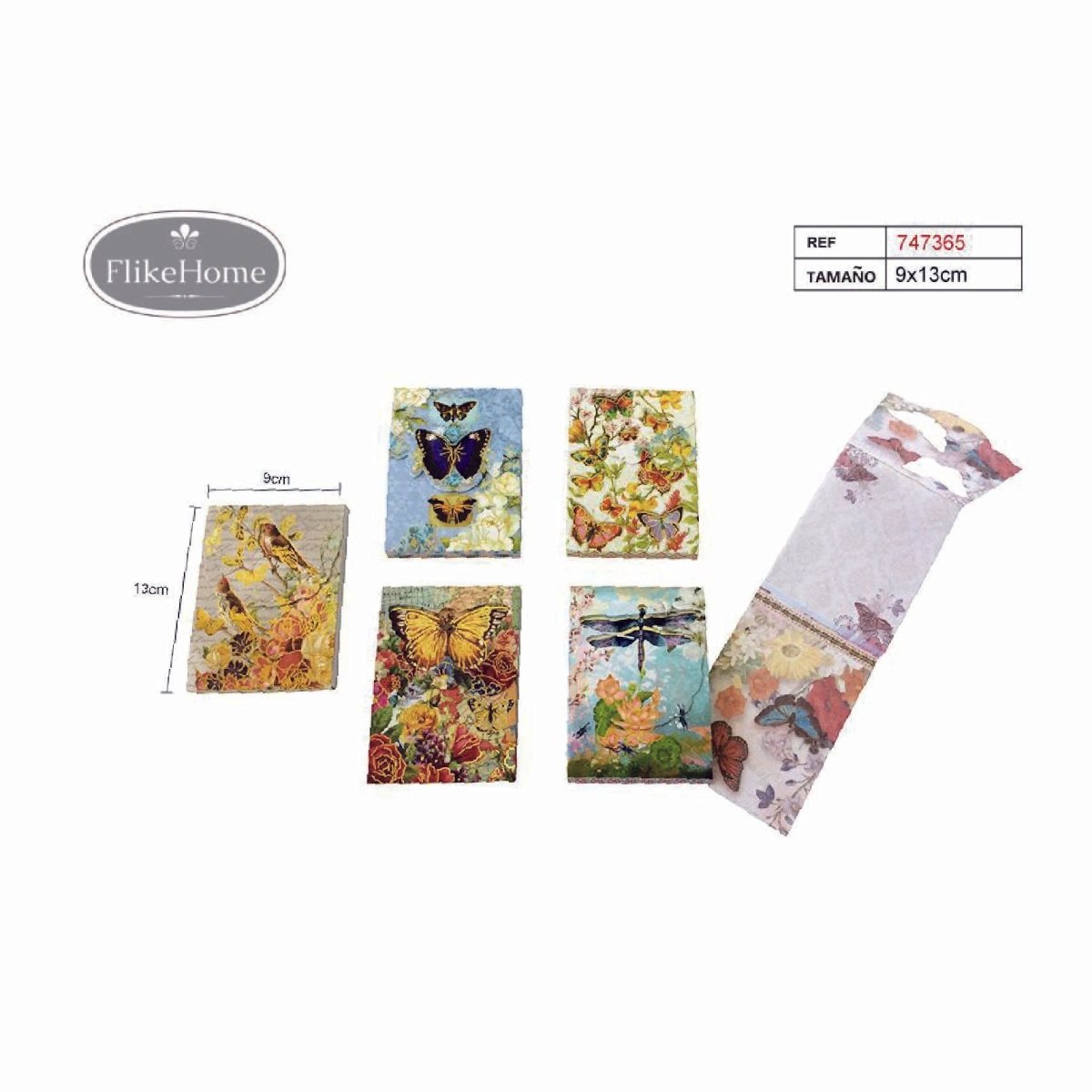 Flikehome - Libreta con estampado de flores y mariposas - Pack 24 Unidades - FlikeHome - Detalles de Comunión - 747365X24 - Detalles de Bautizo/Baby Shower - Detalles de Boda - Detalles de Comunión