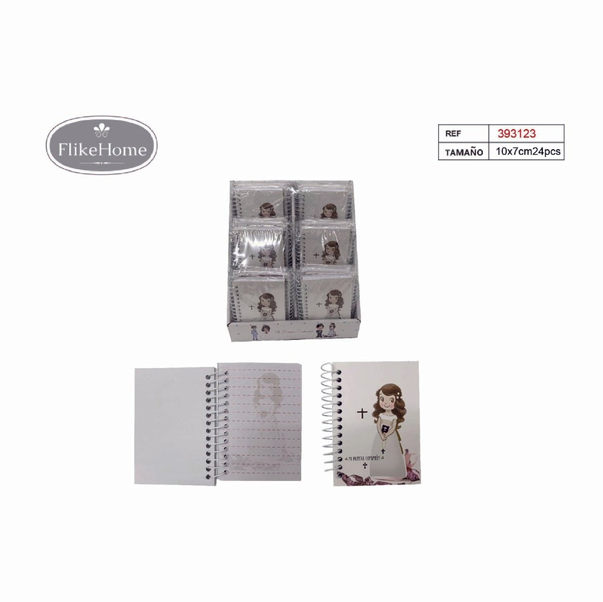 Flikehome - Libreta de Comunión 10x7cm - Pack 24 Unidades - FlikeHome - Detalles de Comunión - 393123X24 - Detalles de Comunión - 