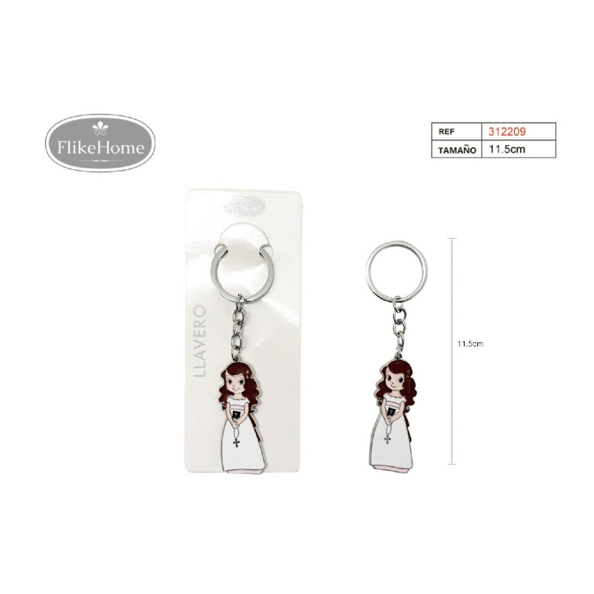 Flikehome - Llavero de metal Comunión 11.5cm - Pack 12 Unidades - FlikeHome - Detalles de Comunión - 312209X12 - Detalles de Bautizo/Baby Shower - Detalles de Boda - Detalles de Comunión