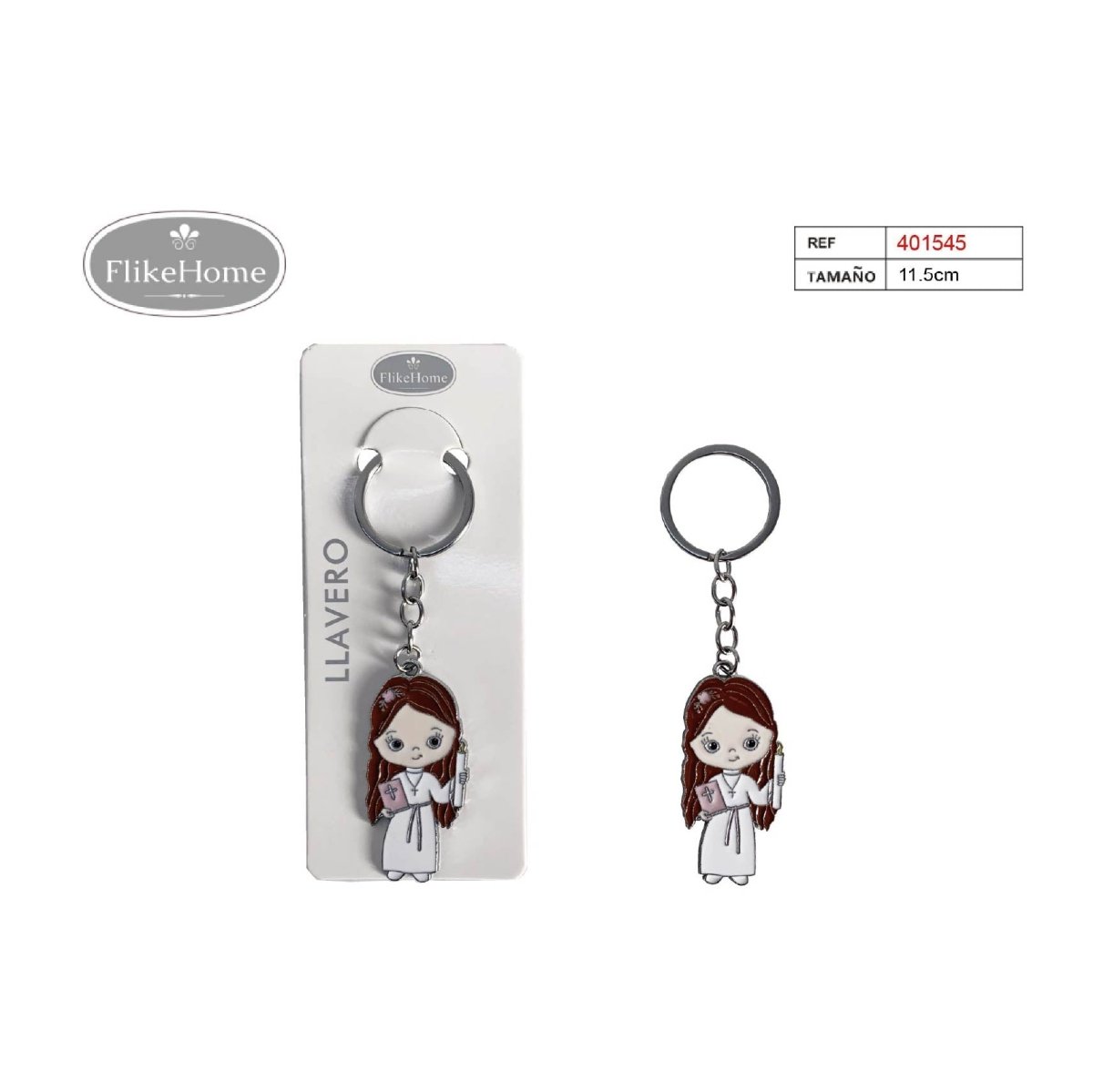 Flikehome - Llavero de metal Comunión 11.5cm - Pack 12 Unidades - FlikeHome - Detalles de Comunión - 401545X12 - Detalles de Comunión - 
