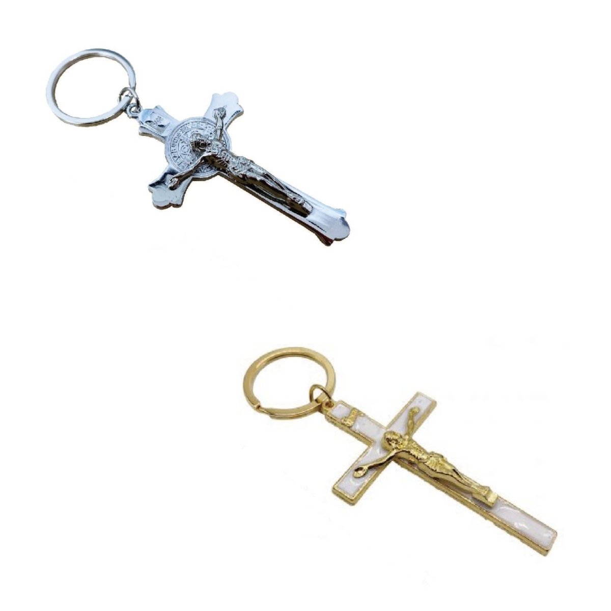 Flikehome - Llavero de metal Cruz 7.5x4.5cm - Pack 12 Unidades - FlikeHome - Detalles de Comunión - 309582X12 - Detalles de Bautizo/Baby Shower - Detalles de Boda - Detalles de Comunión