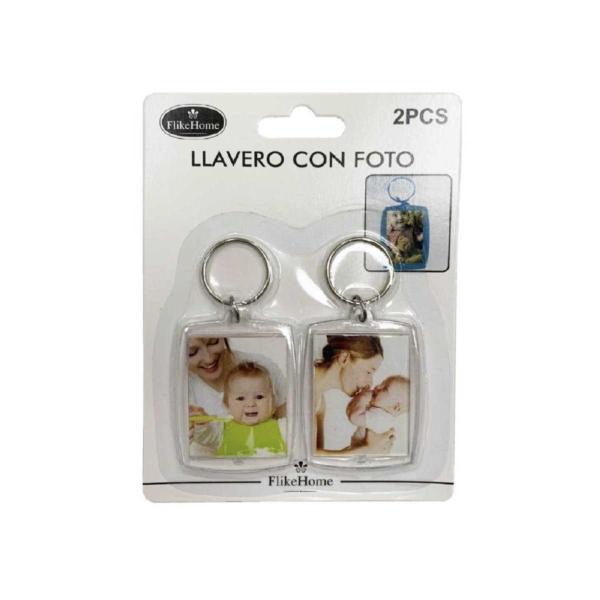 Flikehome - Llaveros marco de fotos acrílico 2pcs. - Pack 12 Blisters - FlikeHome - Detalles de Boda - 394083X12 - Detalles de Bautizo/Baby Shower - Detalles de Boda - Detalles de Comunión
