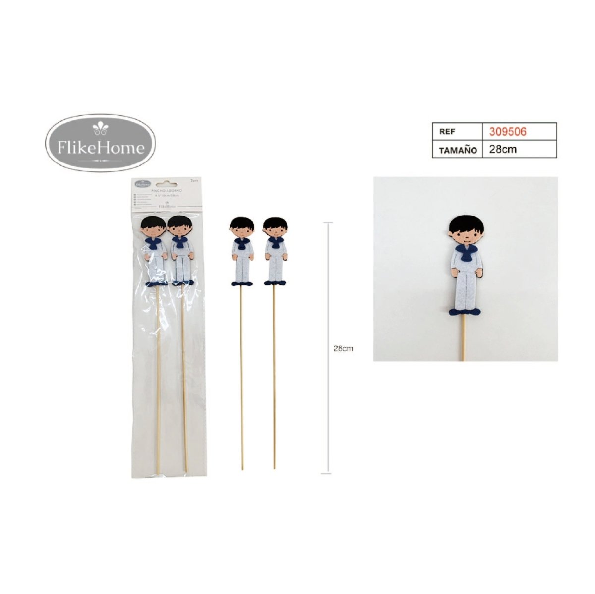 Flikehome - Pinchos de brocheta de chuches Comunión 2pcs. 28cm - Pack 12 Blisters