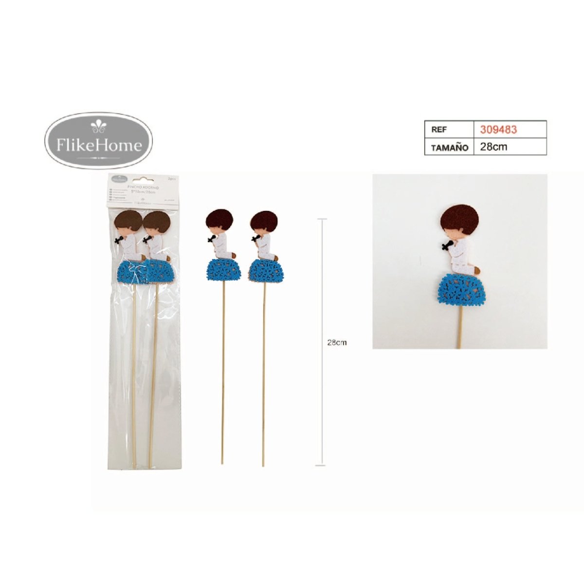 Flikehome - Pinchos de brocheta de chuches Comunión 2pcs. 28cm - Pack 12 Blisters