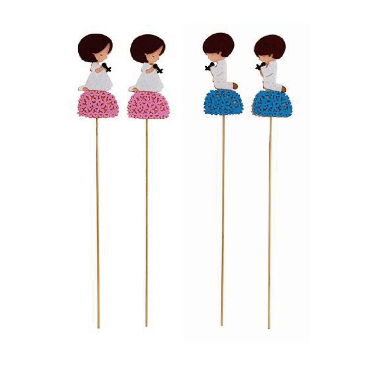 Flikehome - Pinchos de brocheta de chuches Comunión 2pcs. 28cm - Pack 12 Blisters - FlikeHome - Detalles de Comunión - 309483X12 - Detalles de Comunión - 