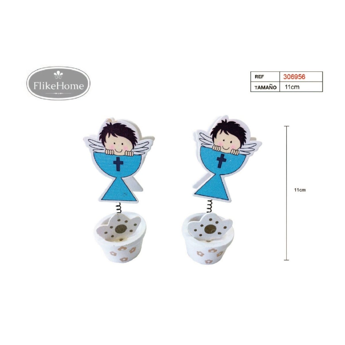 Flikehome - Pinza de madera Portafotos Comunión 10x3cm - Pack 12 Unidades