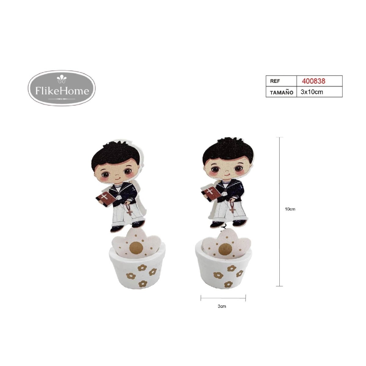 Flikehome - Pinza de madera Portafotos Comunión 10x3cm - Pack 12 Unidades