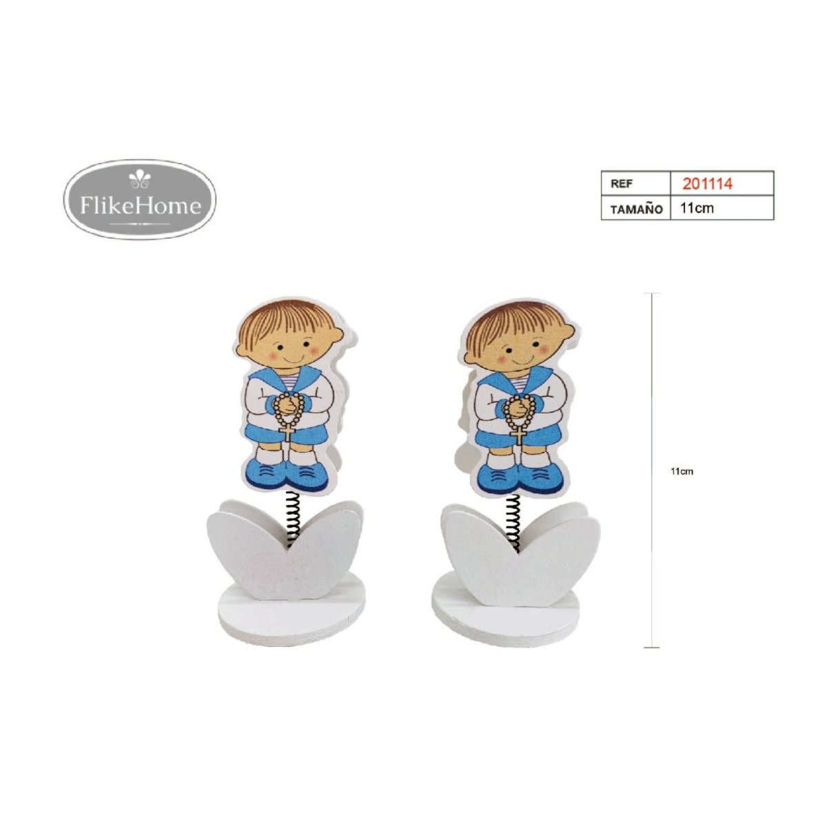 Flikehome - Pinza de madera Portafotos Comunión 11cm - Pack 12 Unidades