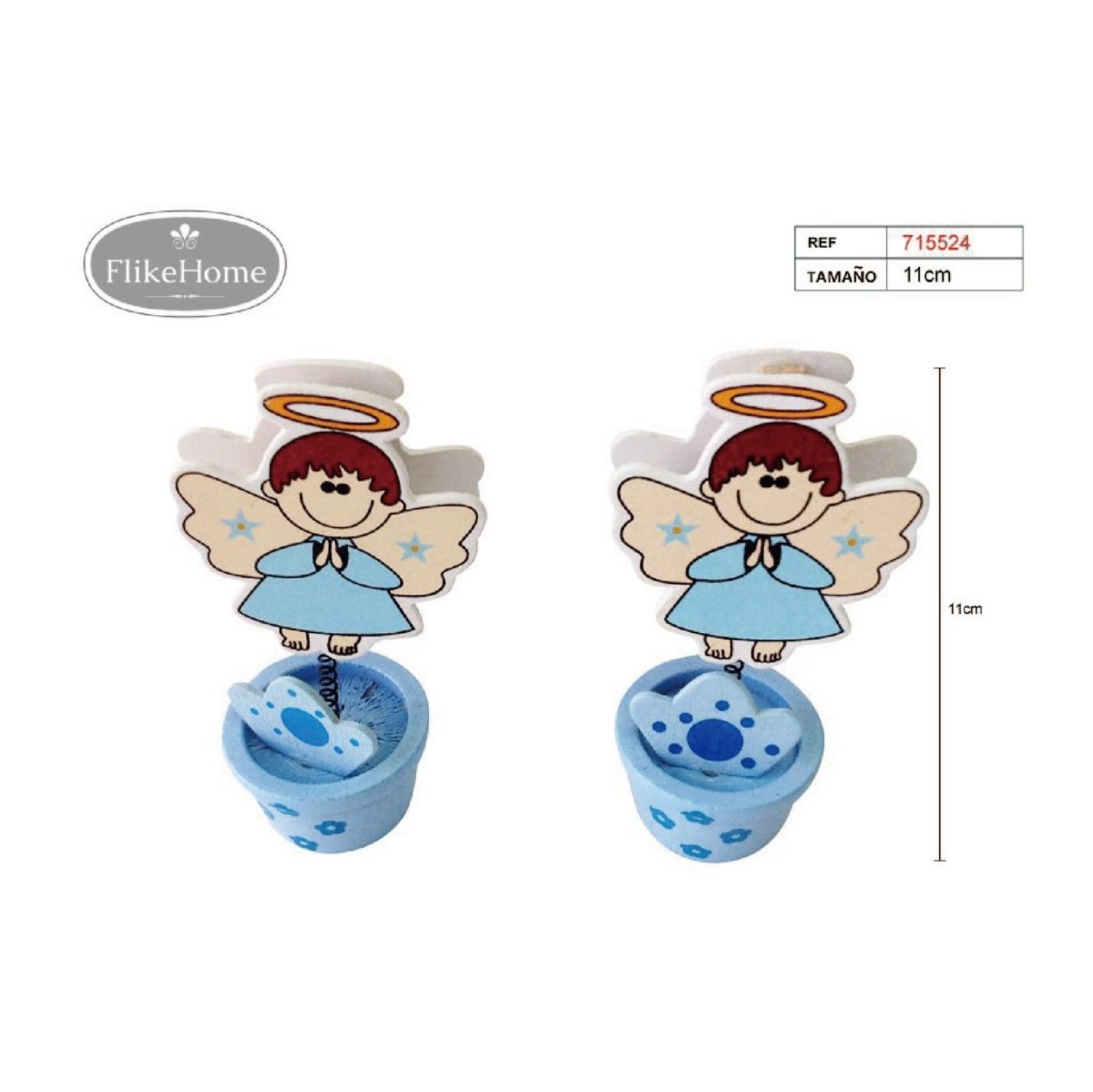 Flikehome - Pinza de madera Portafotos Comunión niño 11cm - Pack 12 Unidades