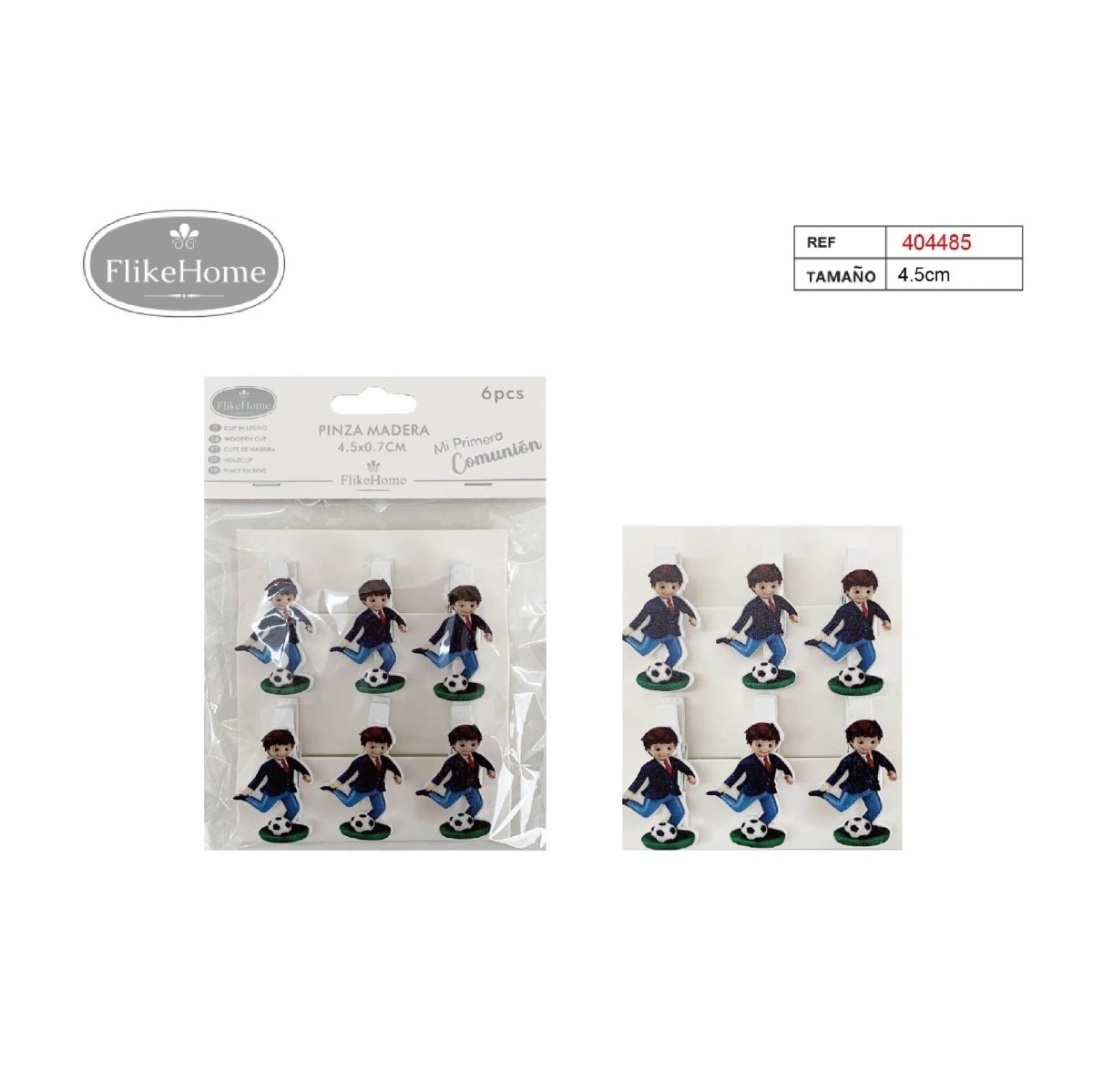 Flikehome - Pinzas madera Comunión 4.5cm 6pcs. - Pack 12 Blisters