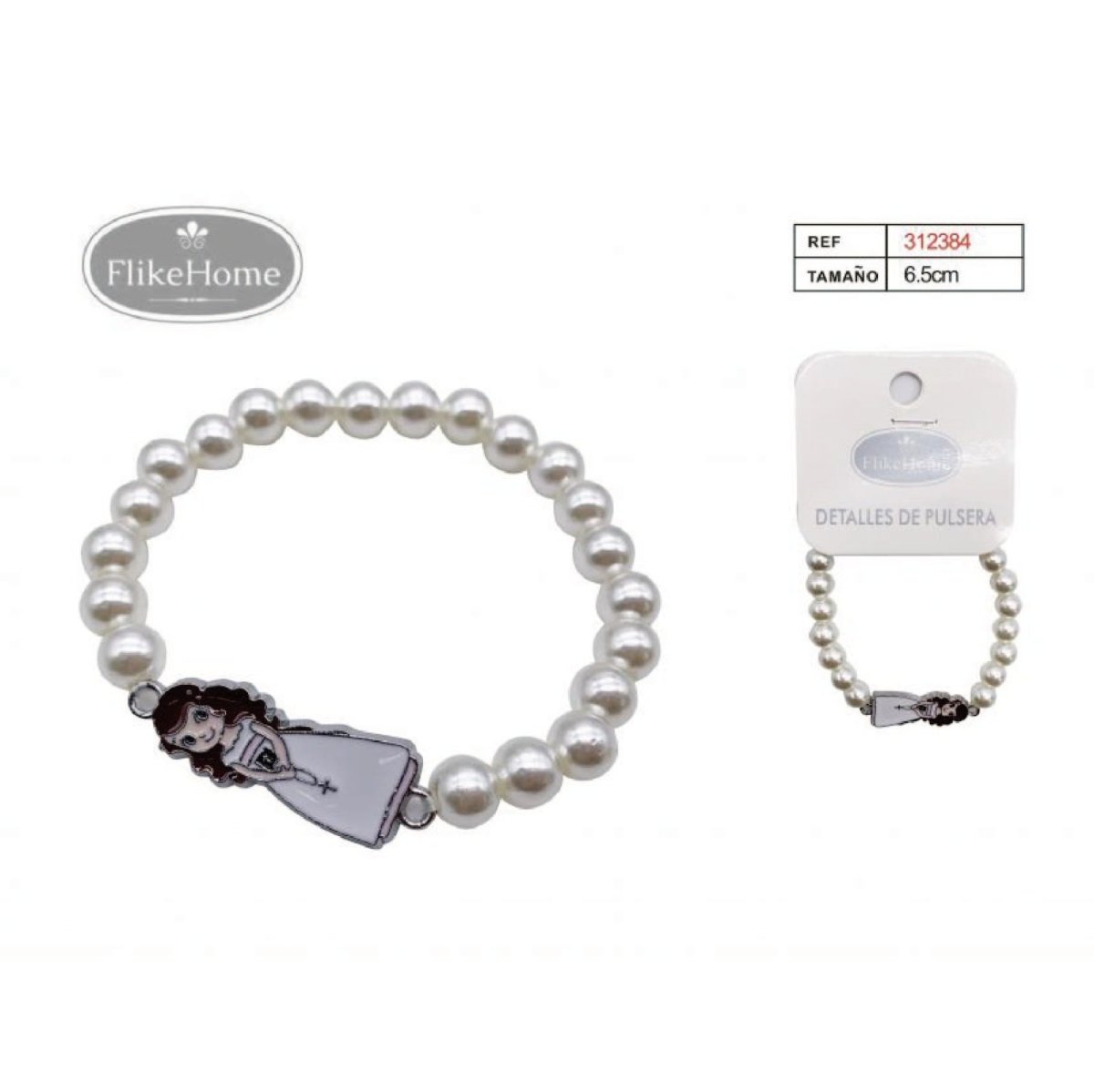 Flikehome - Pulsera de perlas sintéticas Comunión 6.5cm - Pack 12 Unidades - FlikeHome - Detalles de Comunión - 312384X12 - Detalles de Comunión - 