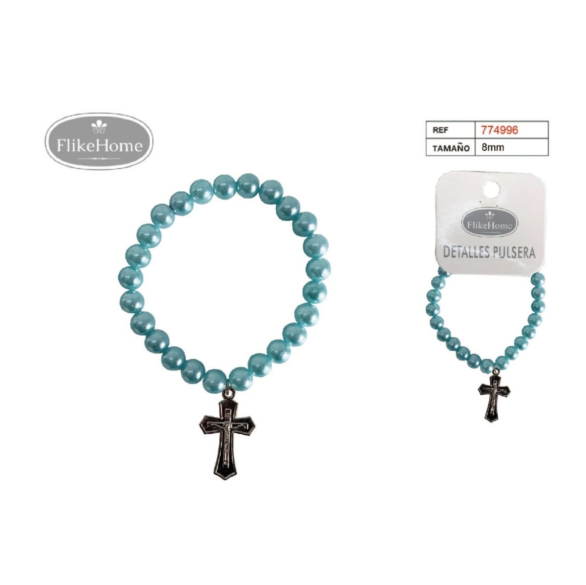 Flikehome - Pulsera de perlas sintéticas Comunión 8mm - Pack 12 Unidades - FlikeHome - Detalles de Comunión - 774996X12 - Detalles de Bautizo/Baby Shower - Detalles de Comunión - 