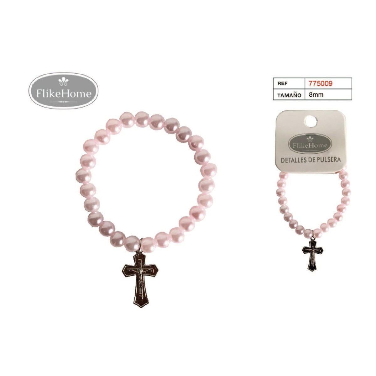 Flikehome - Pulsera de perlas sintéticas Comunión 8mm - Pack 12 Unidades - FlikeHome - Detalles de Comunión - 775009X12 - Detalles de Bautizo/Baby Shower - Detalles de Comunión - 