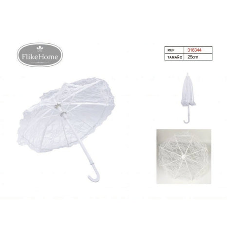 Flikehome - Sombrilla de encaje blanco para Eventos 25cm - Pack 12 Unidades