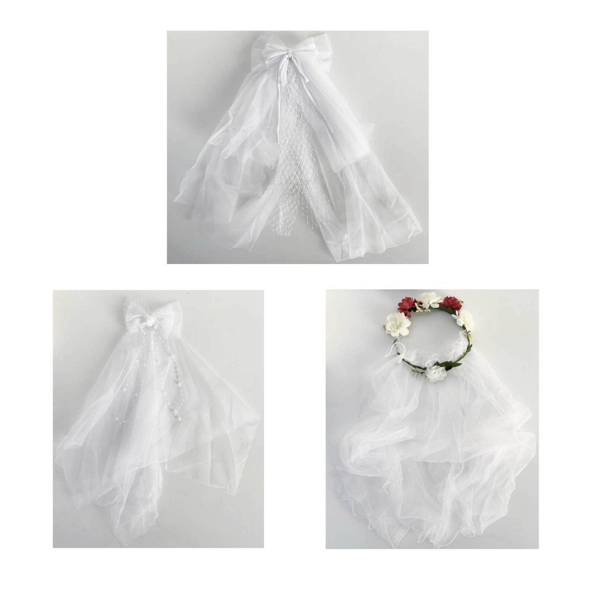 Flikehome - Velo con Flores para fiestas y eventos - Pack 12 Unidades - FlikeHome - Detalles de Comunión - 401729X12 - Detalles de Comunión - 