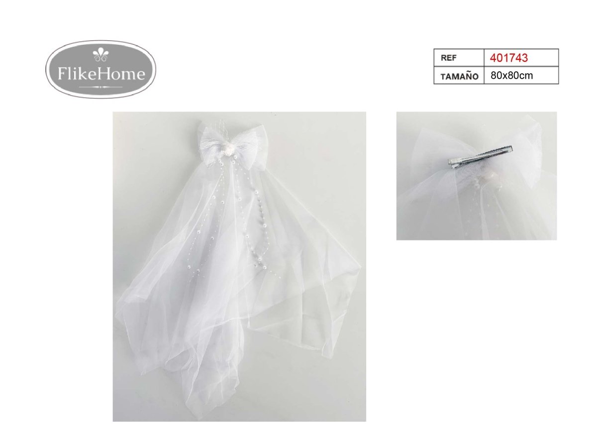 Flikehome - Velo con Flores para fiestas y eventos - Pack 12 Unidades - FlikeHome - Detalles de Comunión - 401743X12 - Detalles de Comunión - 
