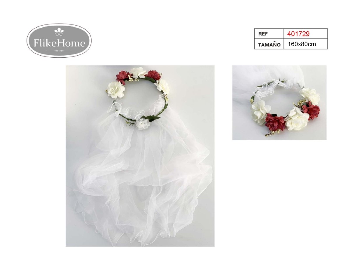Flikehome - Velo con Flores para fiestas y eventos - Pack 12 Unidades